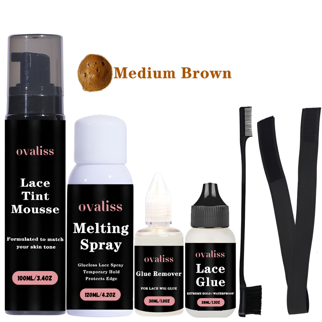 Lace Wig Installation Kit – Waterproof Glue, Tint Mousse & Melting Spray